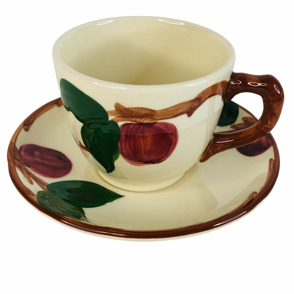 Franciscan Dinnerware Apple Coffee Cup and Saucer USA Backstamp Flying F Vintage